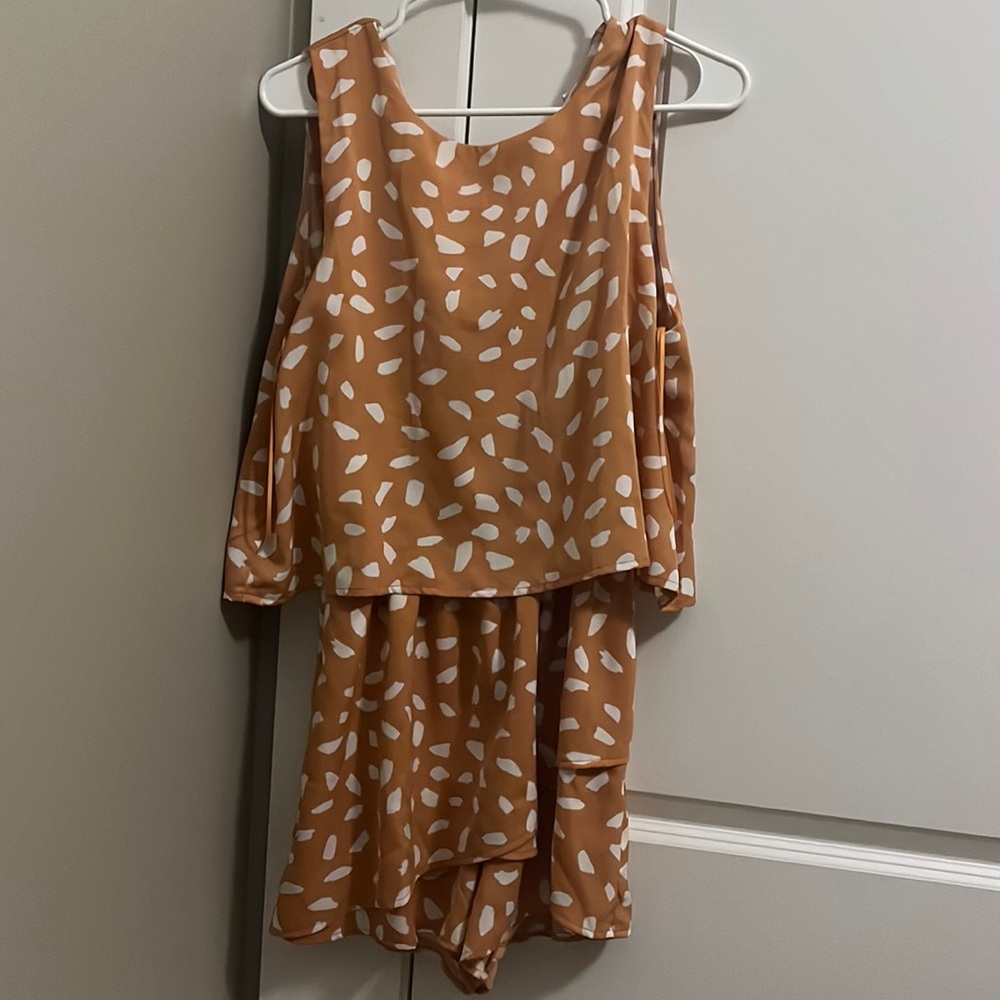 Peach colored jumpsuit